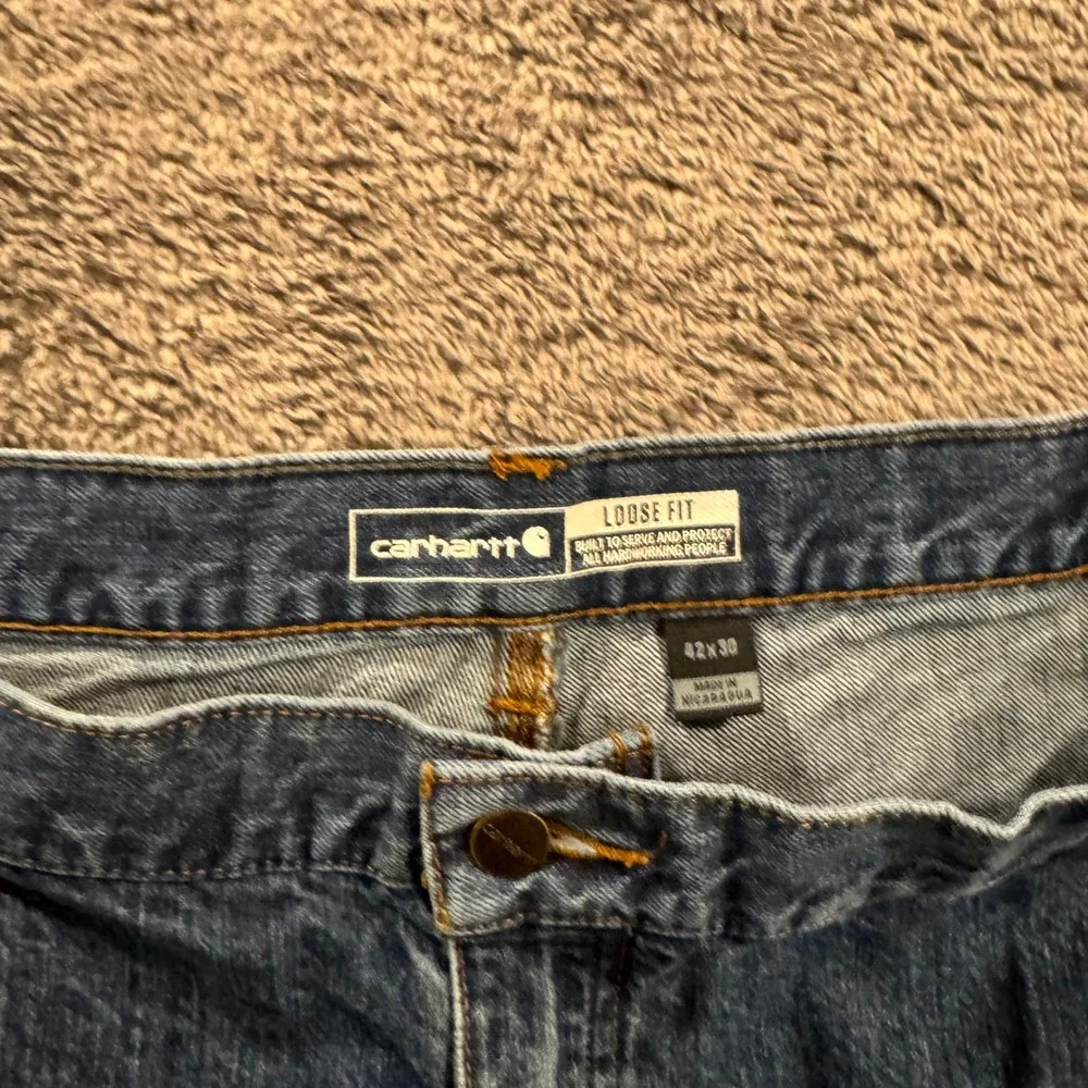 Carhartt Loose Fit Carpenter Jeans Mens 42x30 Dark Wash Blue Denim Work Pants